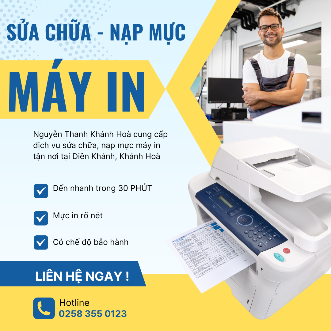 Nạp mực MÁY IN tận nơi tại CAM RANH | Cty Nguyễn Thanh Khánh Hoà